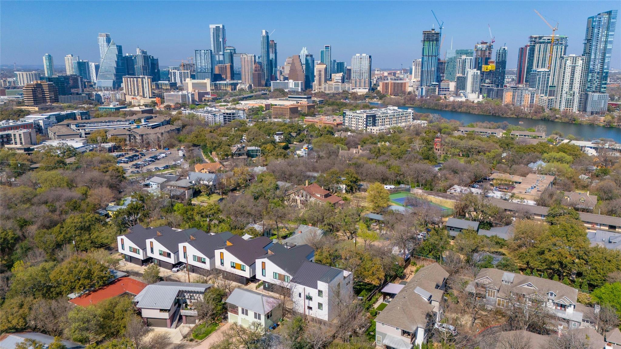 Aerial view of the Travis Heights, Austin